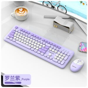 WK200 Wireless Keyboard and Mouse Combo – Stylish Punk Design, Silent Keys, Ideal for Office & Home Use