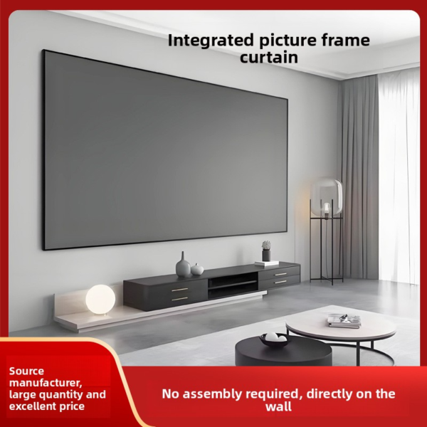 100-Inch Frameless Projection Screen – No-Assembly Wall-Mounted Projector Screen for Home, Apartment & Hotel Use