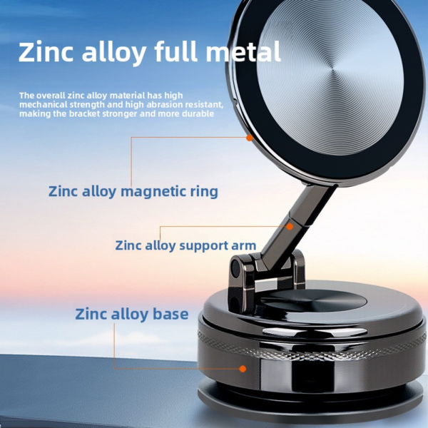 2025 All-Metal Magnetic Car Phone Mount – Vacuum Nano Gel Suction Cup, 360° Adjustable Dashboard Holder - 图片 6