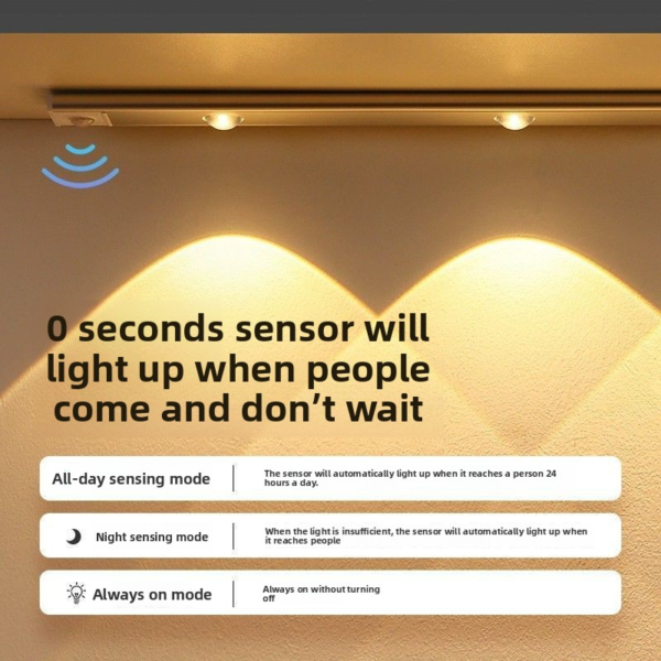 Rechargeable Motion Sensor LED Light – Wireless Cabinet Strip Light with Stick-On Mount, for Closet, Wardrobe, Kitchen & Bar - 图片 6