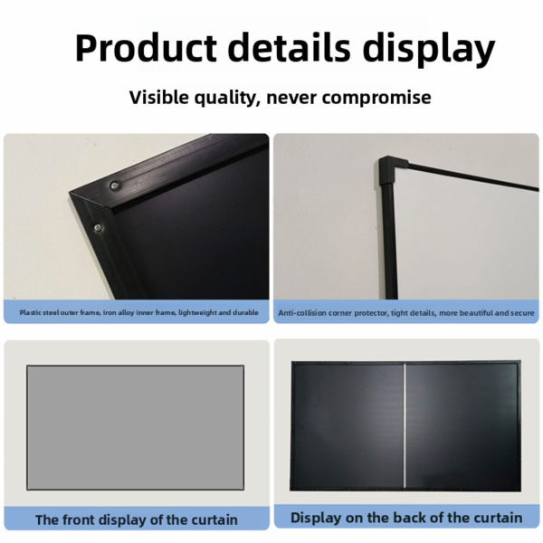 100-Inch Frameless Projection Screen – No-Assembly Wall-Mounted Projector Screen for Home, Apartment & Hotel Use - 图片 5