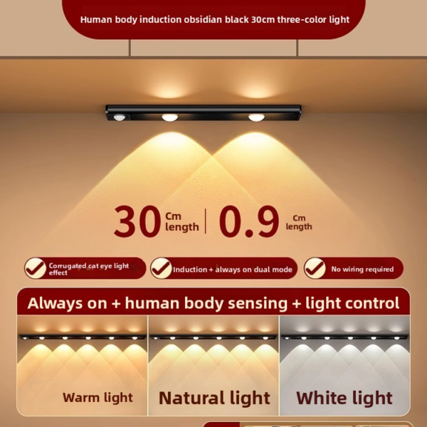 Rechargeable Motion Sensor LED Light – Wireless Cabinet Strip Light with Stick-On Mount, for Closet, Wardrobe, Kitchen & Bar - 图片 3