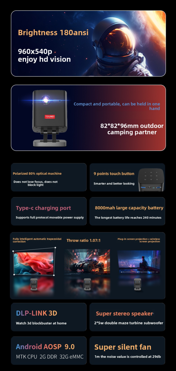 Mini DLP Projector – Portable Home Theater for Bedroom, Living Room & Ceiling Projection - 图片 4