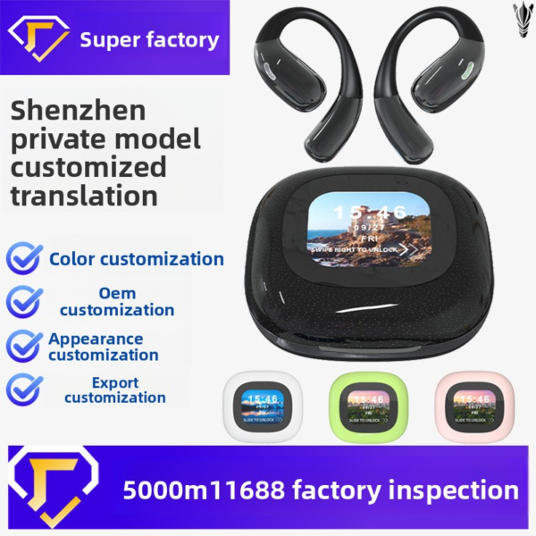 A15 Pro 6th Gen TWS Bluetooth Earbuds – Full Color Touch Display, AI Translator, ANC Noise Cancelling, Wireless Charging, OEM Ready - 图片 7