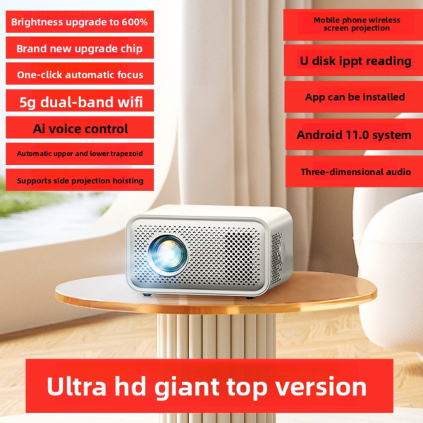 2025 New Ultra HD WiFi Projector – Home Theater Beamer with 5G Screen Mirroring for Bedroom, Dorm & Family Use - 图片 8